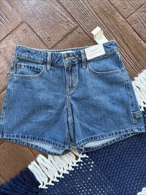 Hollister Low Rise Baggy Mid-Wash Blue Denim Shorts